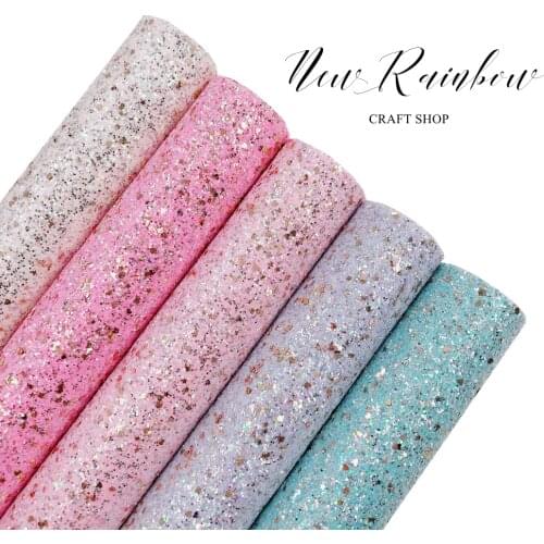 New Rainbow 22x30cm/A4 Gorgeous Pastel Dreams Chunky Glitter Faux Leather Sheet For Making Bows, Accessories, Bags, Craft DIY