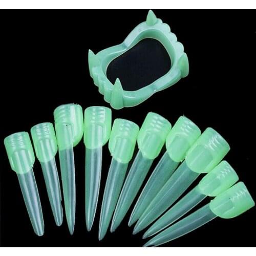 20 Pack Halloween Masquerade Dress Up Vampire Devil Luminous Fluorescent False Braces Teeth Nail Cover Children Adult Suit