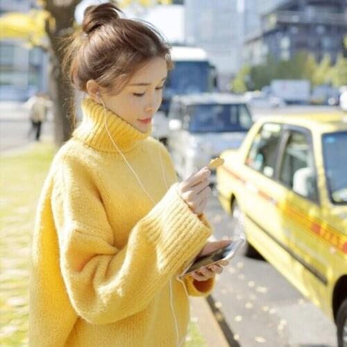 Fashion Knit Casual Pullover fFashion Street Style Top All-match Sweater Winter Womens Thick Warm Elegant Turtleneck Sweater