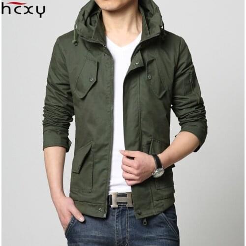 HCXY 2019 Mens Jackets Coats Spring Autumn Men Outwear Casual Coat Full Cotton Breathable Slim Fit Standing collar Elegent