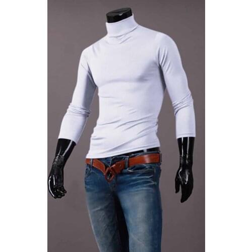2021 Casual Men Winter Solid Color Turtleneck Long Sleeve Knitted Slim Sweater Mens Knitted Sweaters Pullover Men Knitwear