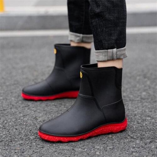New Mens Rubber Shoes Waterproof Rain Boots New Mens Short Ankle Boots Waterproof Rianboots Antiskid Water Shoes Fishing Boots