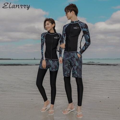 2021 Newest Women Sport Surfing Suit Men Swimming Suit Couple Sport Rashguards Long Sleeves+Long Pants SwimWear Men&Women