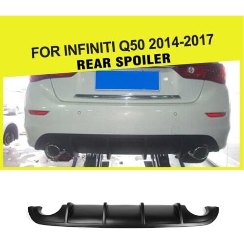 PU Black Primer Rear Bumper Lip Diffuser Spoiler for Infiniti Q50 Base and Sport Sedan 2013 - 2017