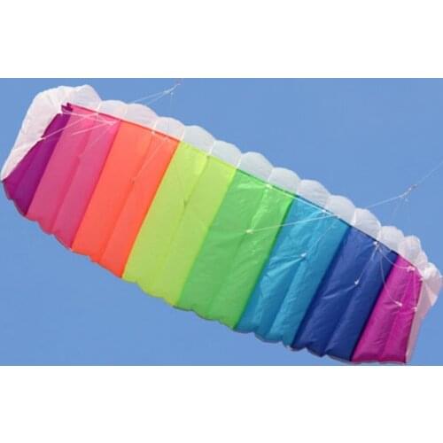 Rainbow Dual Line Kitesurfing Stunt Parachute Soft Parafoil Surfing Kite Sport Kite Outdoor Activity Beach Flying Kite