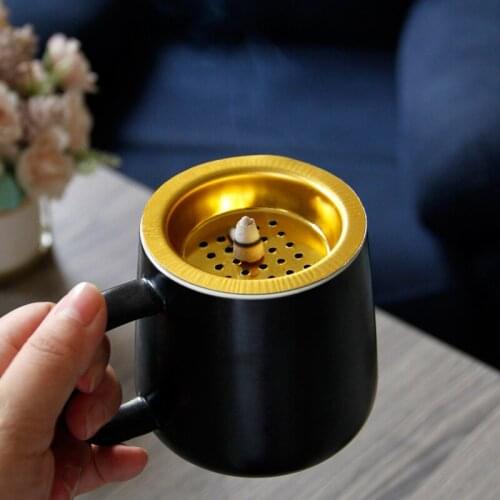 Handheld Ramadan Ceramic Incense Burner Simple Modern Creative Black Matte Aromatherapy Stove