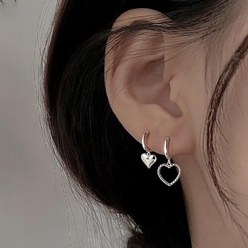 Personality Asymmetrical Heart-shaped Pendant Earrings Elegant Korean Fashion Jewelry Gifts Earrings For Women