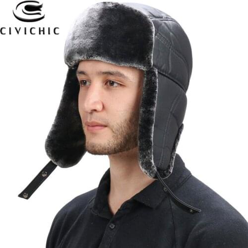 Chic Autumn Winter Windproof Warm Cap Russian Soviet Thicken Headwear KGB Fur Military Cossack Ushanka Hat with Ear Flaps LFM217