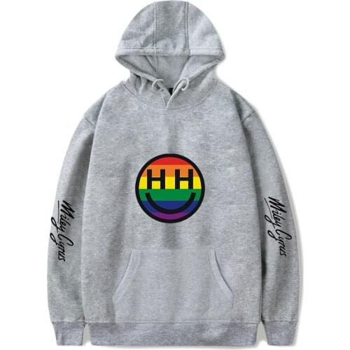 Fashion Miley Cyrus Hoodies Rainbow Smiling Face Print Hoodies Hip Hop Street Plus Size Sweatshirts Men Women Winter Pullovers