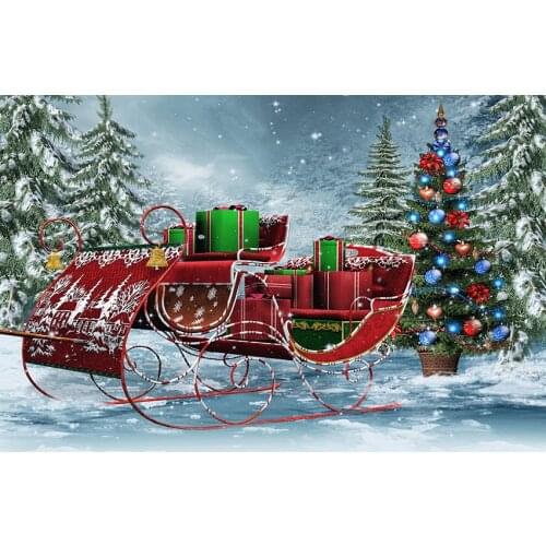 Christmas carriage background phography vinyl Children Xmas photo-shots backdrop for photo studio accessories fotografia LV-1073