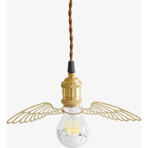 Loft Vintage Wings Brass Hollowed Pendant Lights Bedroom Kitchen Dining Hanging Lights Orangutan Height Regulator Luminaires