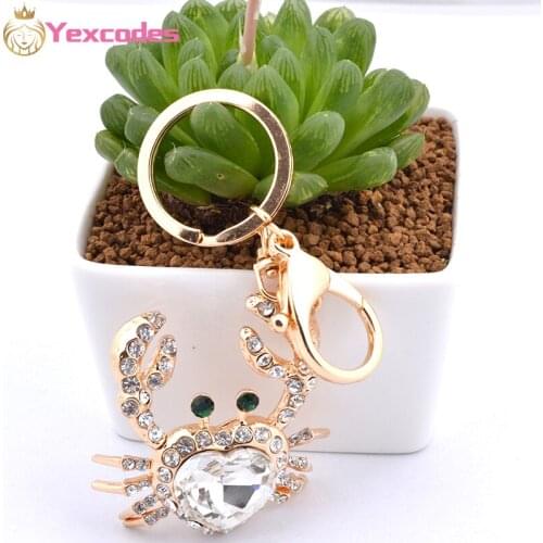 Yexcodes Crystal Boutique Bag Car Keychain Female Korean High-end Fashion Crab Pendant Car Key Pendant Gift Rhinestone