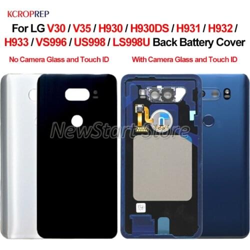 For LG V30 Back Glass Battery Cover With Fingerprint Rear Door Case Housing For LG V35 H930 H931 H932 H933 VS996 Cover housing