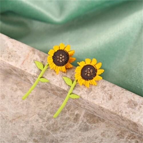 51154 sunflower earrings female temperament small fresh girl Korean personality simple wild student cute earrings