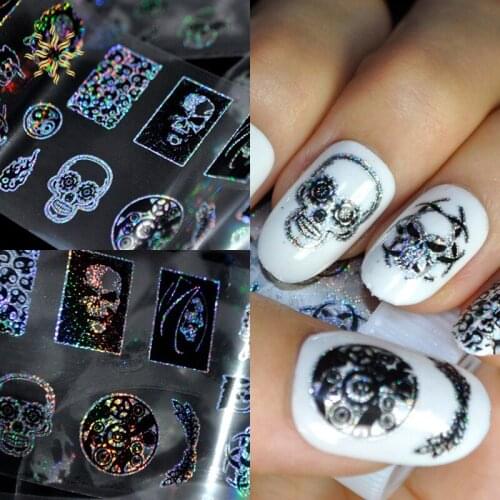 1 Sheet Halloween skeletons Nail Stickers Gold Dream Star sticker Catcher Nail Stickers 3D Adhesive Sticker Decals K510