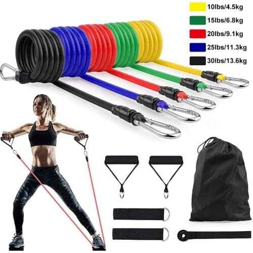 11Pcs/Set Resistance Bands Gym Equipment Latex Pulll-Rope Exercise Workouts Home Training Physical Therapy Bands Elastic Fitness