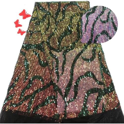 2020 High Quality African Sequins Lace Fabric Embroidery French Net Tulle Lace Fabric For Nigerian Wedding Party Dress MJ3487