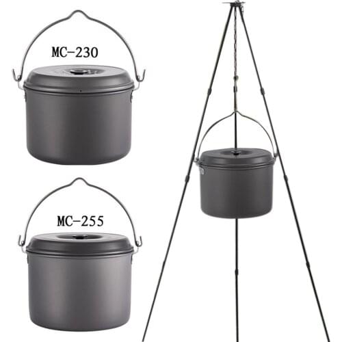 4/5.5L Outdoor Camping Aluminum Hanging Pot Portable Wild Cookware Set Picnic Supplies Equipment For Outing Self-Driving Camping