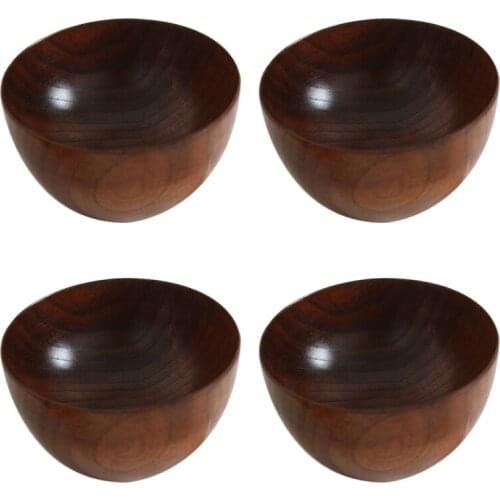 4 Pcs Creative and Simple Wooden Bottomless Wooden Bowl Practical Soup Bowl for Restaurants and Hotels