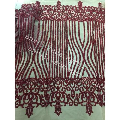 5 yards/bag QQ004 wine red color sexy dobby hand print glued glitter net mesh lace for sawing/Wedding gown dress