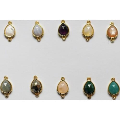 9*14MM high quality gemstone connector for neckalce designer in malachite;moon stone;pink moon stone;rose quartz;pyrite
