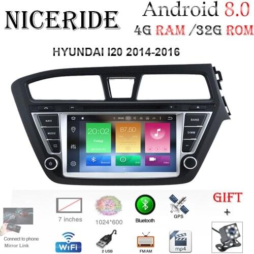 Android 8.0 Car DVD player GPS Navigation Multimedia Stereo For HYUNDAI I20 2015 2016 Bluetooth Radio 4G GPS Navi Wifi BT USB