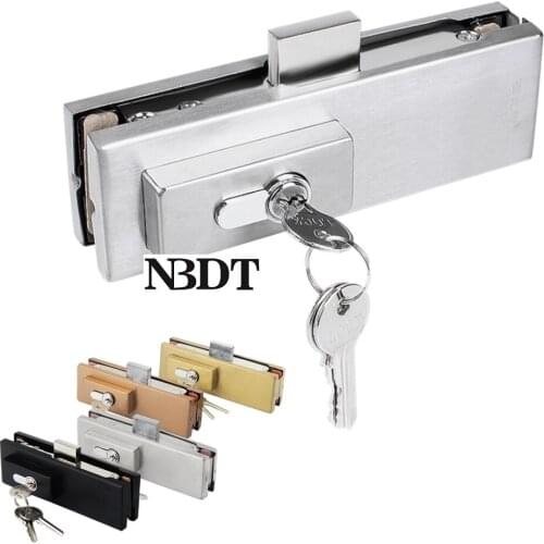 Frameless Glass Door Floor Lock Latch With Key Commercial Entry Partition Stainless Steel Titanium Rose Gold Matte Black Brushed