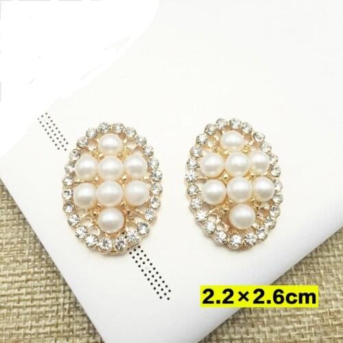 Free Shipping Wholesale 40pcs/lot 22x26mm Rhinestone Flatback Button For Hair Flower Wedding Invitation DIY Button ZIJE020