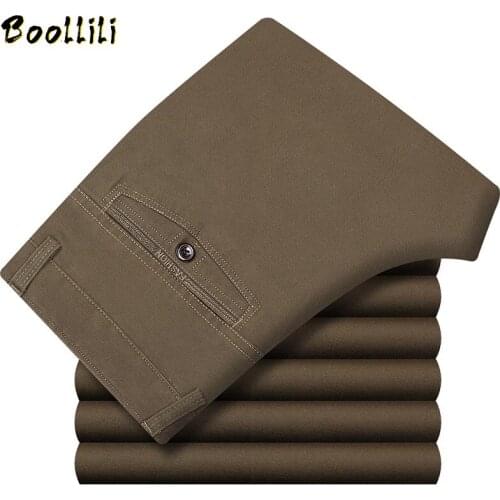 30-40 Men Business Cotton Pants Spring Autumn Big Size Male Casual High Quality Elastic Thin Formal Baggy Suit Trousers