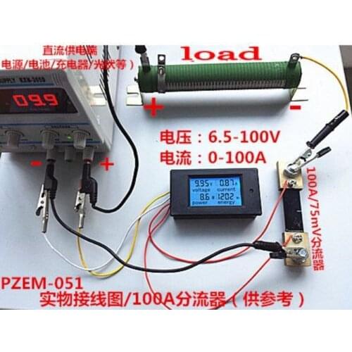 DC 100A Digital LED Power Meter Monitor Power Energy Voltmeter Ammeter + shunt