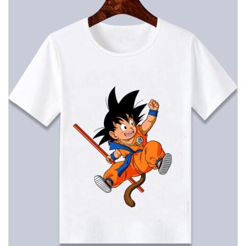 2021 Children Cute Baby Goku Cartoon Print FUNNY T Shirt for Boys Summer Kid White T Shirt 24M-8T