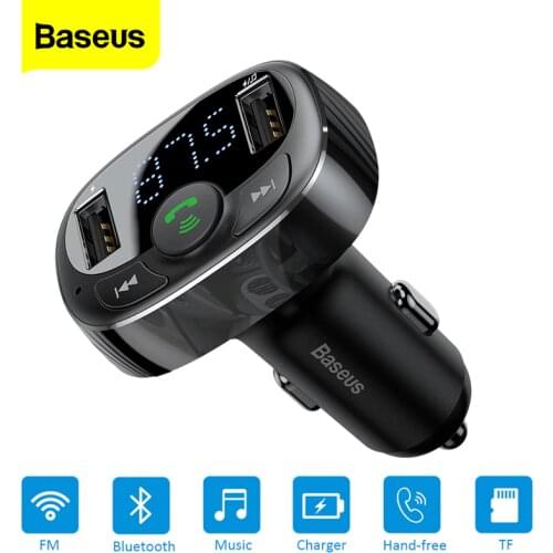 Baseus FM Transmitter Car Charger Aux Modulator Bluetooth Car Charging Kit Handsfree Audio MP3 Player 3.4A Dual USB Car-Charger