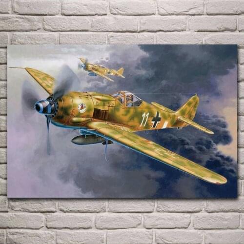 WW2 fw 190 Focke Wulf Luftwaffe Germany aircraft military living room decor home wall art decor wood frame fabric posters KJ640