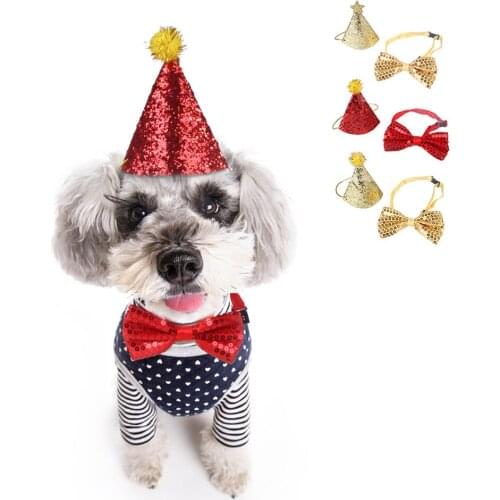 Pet Birthday Party Hat Teddy Dogs Cat Bow Tie Flower Design Cosplay Costume Accessory Headwear Pets Products