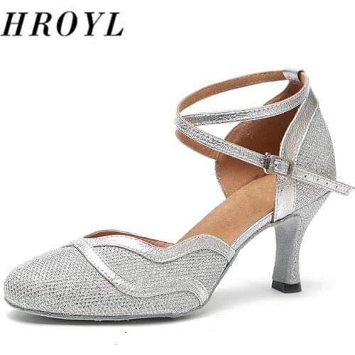 HROYL Women Latin dance shoes For Girls Ladies Women Indoor Ballroom Tango Dancing Shoes 10/8.5/7.5/6/4.5CM Heels Wholesaler