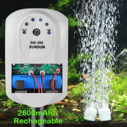 USB Charging Aquarium Oxygen Pump 2600mAh Air Compressor Aeration Fish Tank Large Capacity Outdoor Fishing Air Stone Household