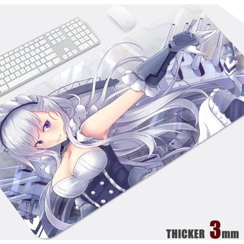 Anime Mouse Pad Gamer Office Desk Mat Azur Lane Akagi Belfast Computer Laptop Large Natural Rubber XXL Pad Package Edge 3mm