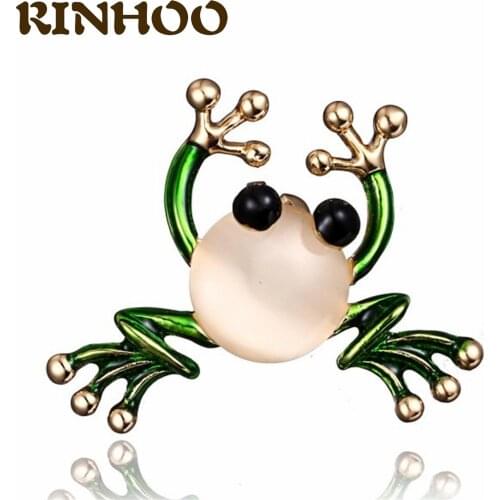 Trendy Animal Frog Brooch Pins Delicate Opal Crystal Enamel Brooches Women Fashion Party Casual Jewelry Coat Accessories Gift