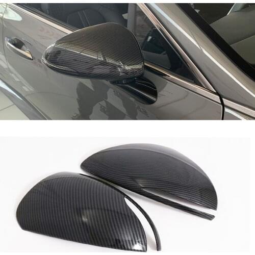 For Hyundai Sonata DN8 2020 2021 ABS Chromed Carbon Fiber Side Door Rearview Mirror Cover Trims Car Accessories Styling