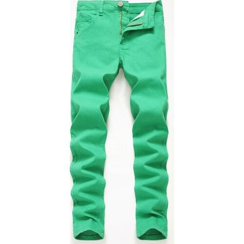 New Mens Skinny Casual Jeans Pants Slim Fit Stretch Denim Trousers For Male Size 28-42 Solid Color