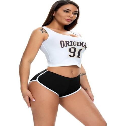 Multicolor Summer Classic Women Contrast Color High Waist Shorts Casual Slim Fit Running Jogging Fitness Sports Shorts