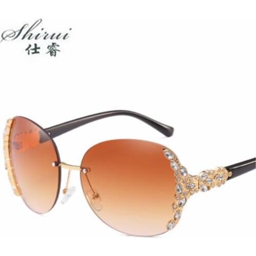 Luxury Inlaid Rhinestone Round Sunglasses Women Brand Designer Vintage Gradient Sun Glasses For Women Female Ladies Sunglass