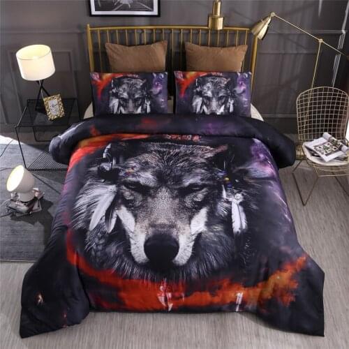 Luxury 3D Bedding set Animals Wolf pattern bed linen Stars cat linens duvet cover 3-piece bedcloses quilt-cover sets king size