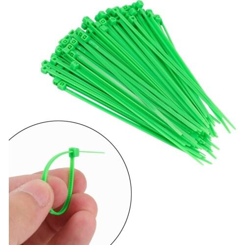100 Pcs Self-Locking Plastic Nylon Tie Green Cable Tie Fastening Ring 10CM Cable Tie Zip Wraps Strap Nylon Cable Tie