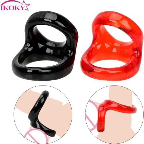 IKOKY Erotic Sex Toys for Men Male Chastity Device Delay Ejaculation Penis Rings Cock Rings