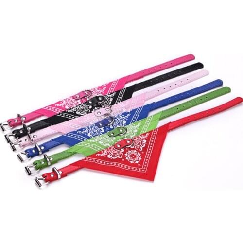 Puppy Neckerchief Adjustable Pet Dog Cat Neck Bandana Collar Scarf Accessories for Cats & Small Dogs Black Red Blue Pink Purple