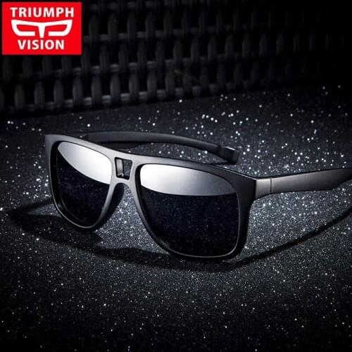 TRIUMPH VISION Driving Male Sunglasses Polarized Anti-Glare Sun Glasses for driver Matte Black UV400 Protection Oculos de sol