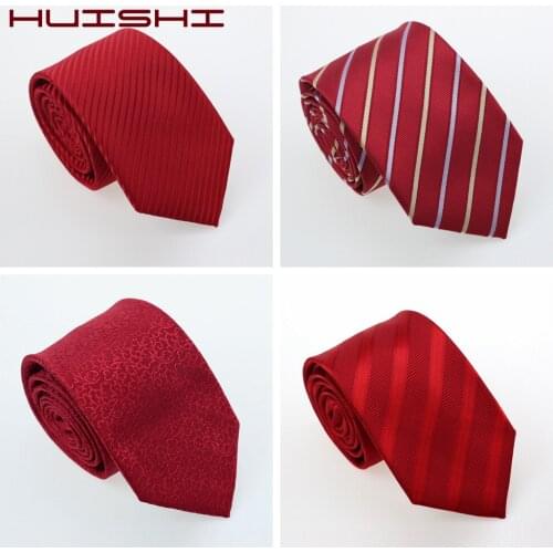 HUISHI New Style Neck Wedding Tie Men Skinny Polyester Necktie Dot Paisley Stripe Plaid Fashion Mens Business Shirt Accessories