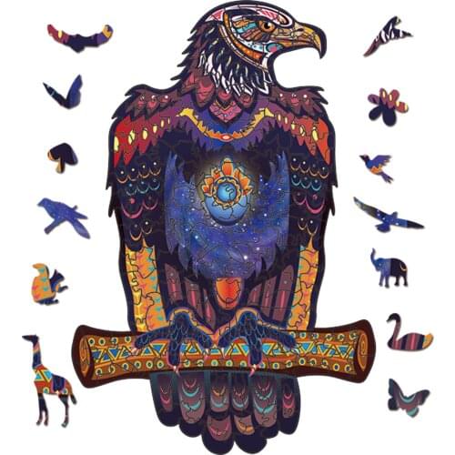 Bald Eagle Unique Wooden Puzzle For Adults Kids Educational Puzzles Toys DIY Wooden Jigsaw Puzzle Games Christmas Gifts Crafts