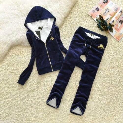 Spring / Autumn 2021 Brand Women Velvet Fabric Velor Tracksuit Women Suit Tracksuit Sweatshirts And Size Pants S-XXL